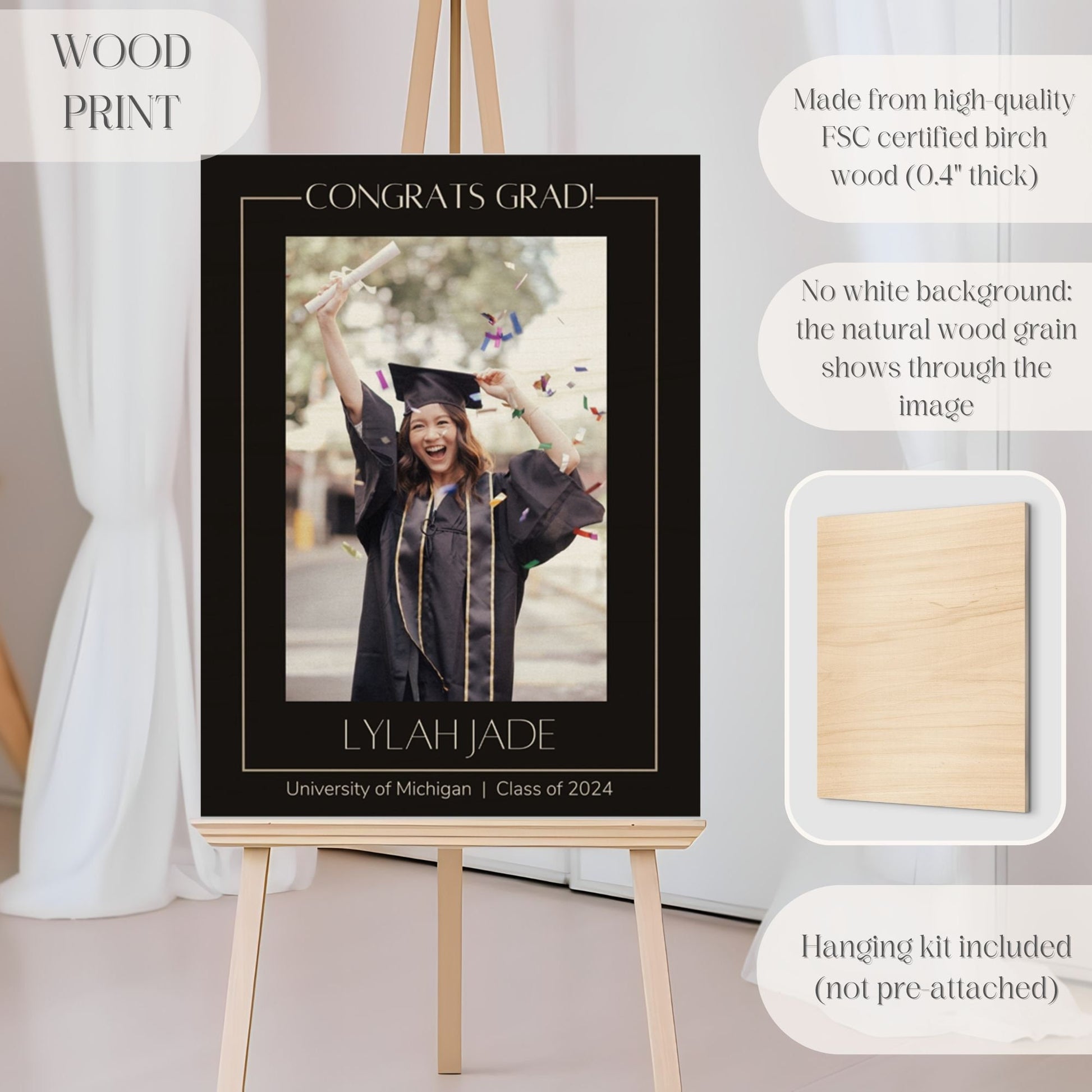 "Congrats Grad" Custom Photo Graduation Party Welcome Sign - Magnolia Dane Co.