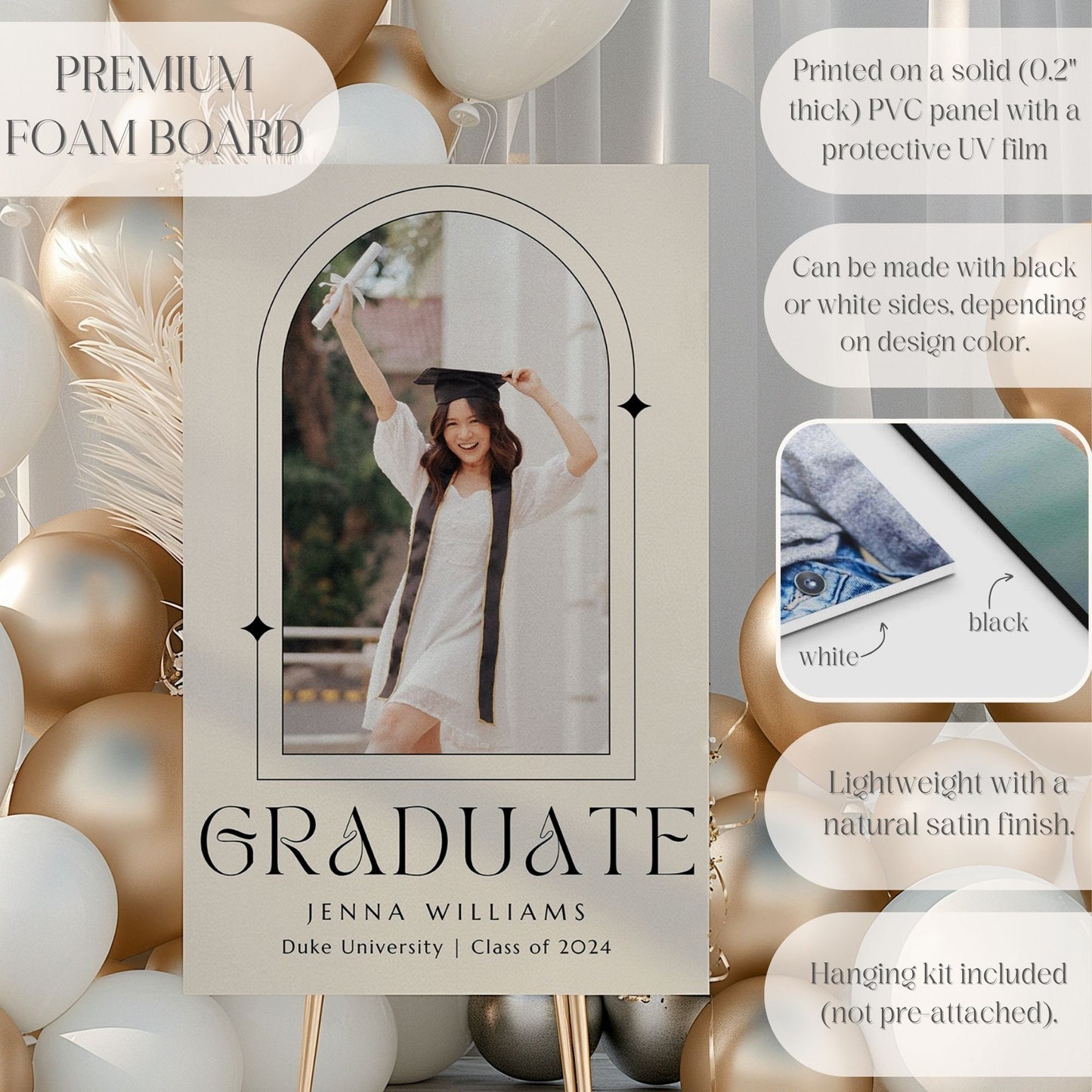 Elegant Arch Custom Photo Graduation Party Welcome Sign - Magnolia Dane Co.