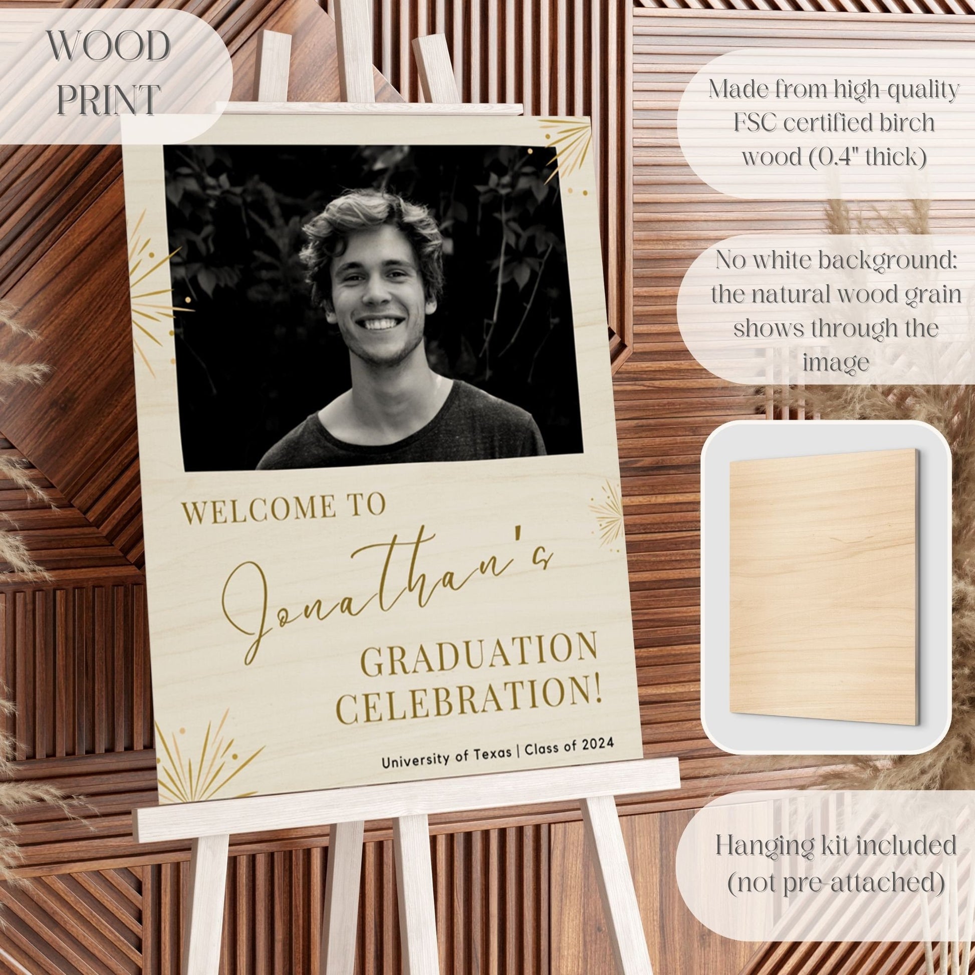 Gold Fireworks Custom Photo Graduation Party Welcome Sign - Magnolia Dane Co.