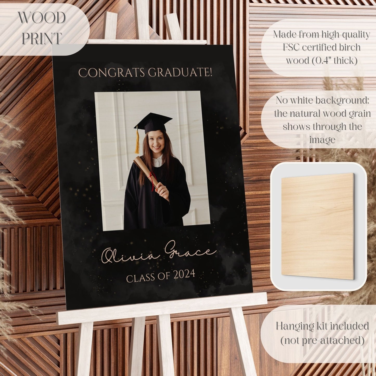 "Congrats Graduate" Custom Photo Graduation Party Welcome Sign - Magnolia Dane Co.