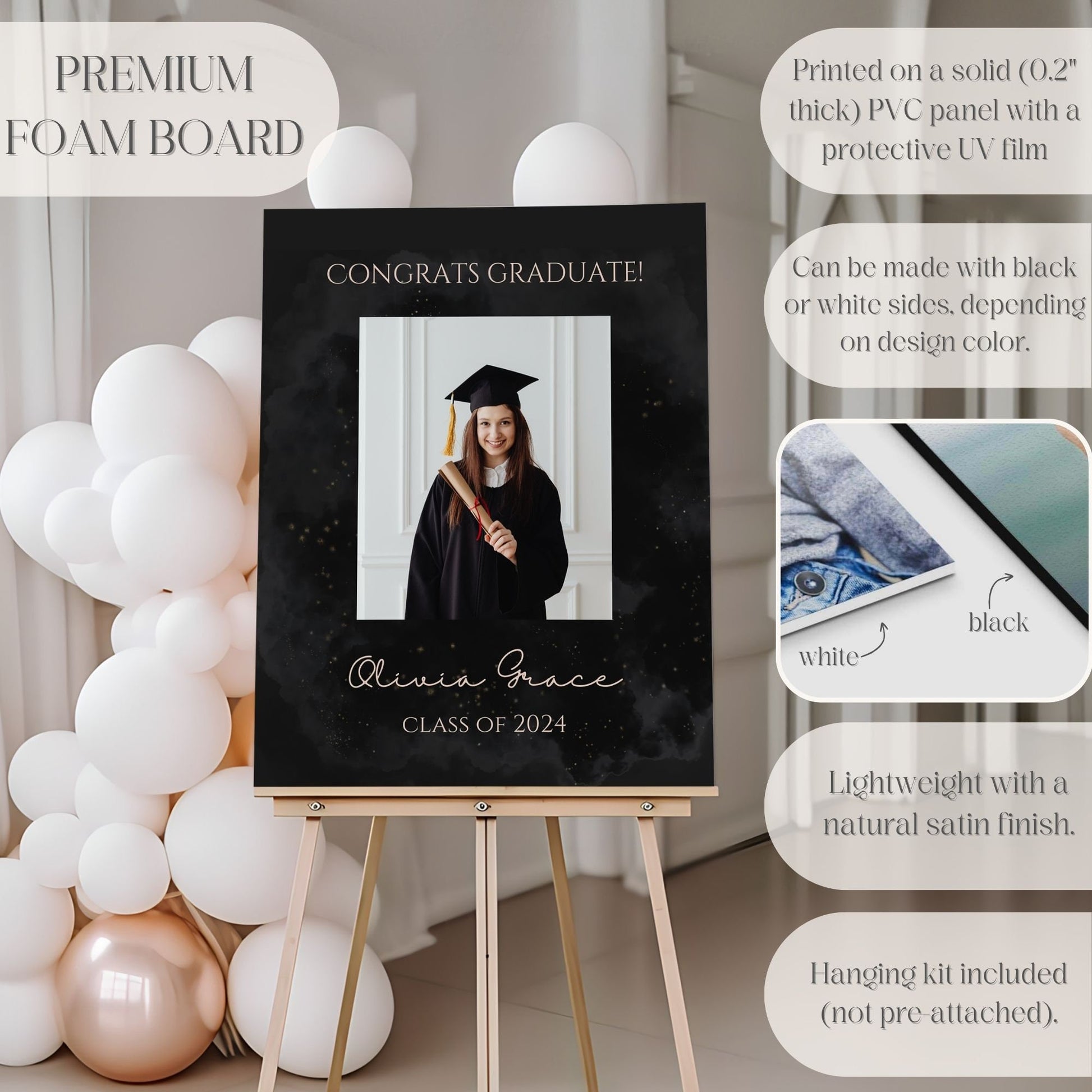 "Congrats Graduate" Custom Photo Graduation Party Welcome Sign - Magnolia Dane Co.