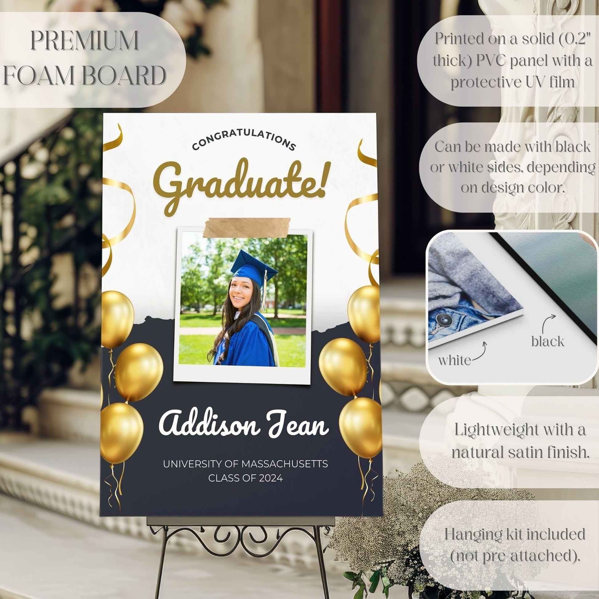 "Congratulations Graduate" Custom Photo Graduation Party Welcome Sign - Magnolia Dane Co.