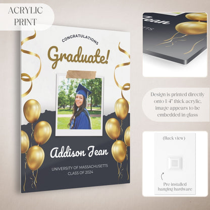 "Congratulations Graduate" Custom Photo Graduation Party Welcome Sign - Magnolia Dane Co.