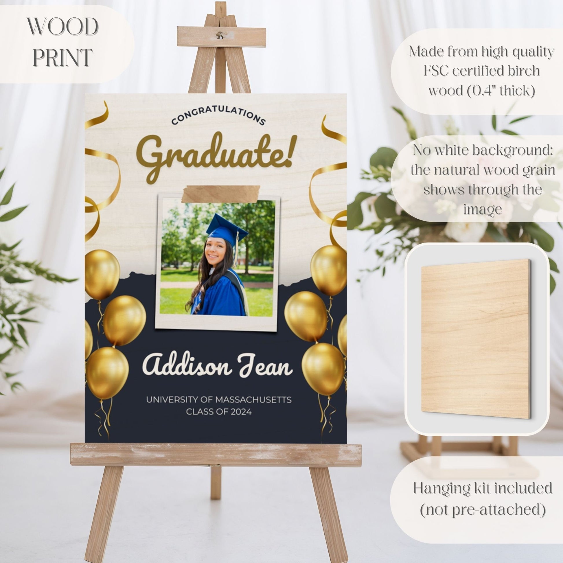 "Congratulations Graduate" Custom Photo Graduation Party Welcome Sign - Magnolia Dane Co.