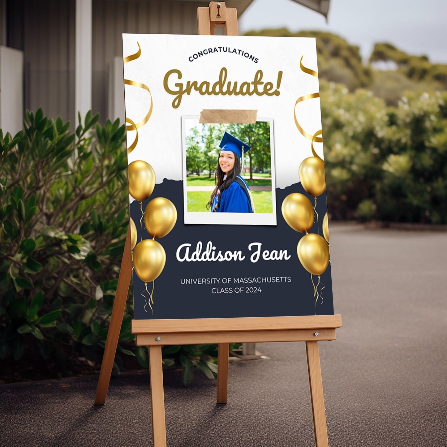 "Congratulations Graduate" Custom Photo Graduation Party Welcome Sign - Magnolia Dane Co.