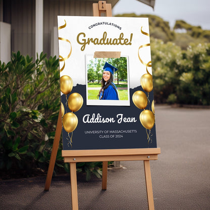 "Congratulations Graduate" Custom Photo Graduation Party Welcome Sign - Magnolia Dane Co.