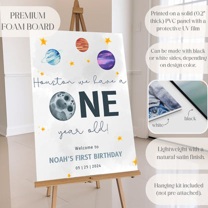 "Houston We Have a One Year Old" 1st Birthday Welcome Sign - Magnolia Dane Co.