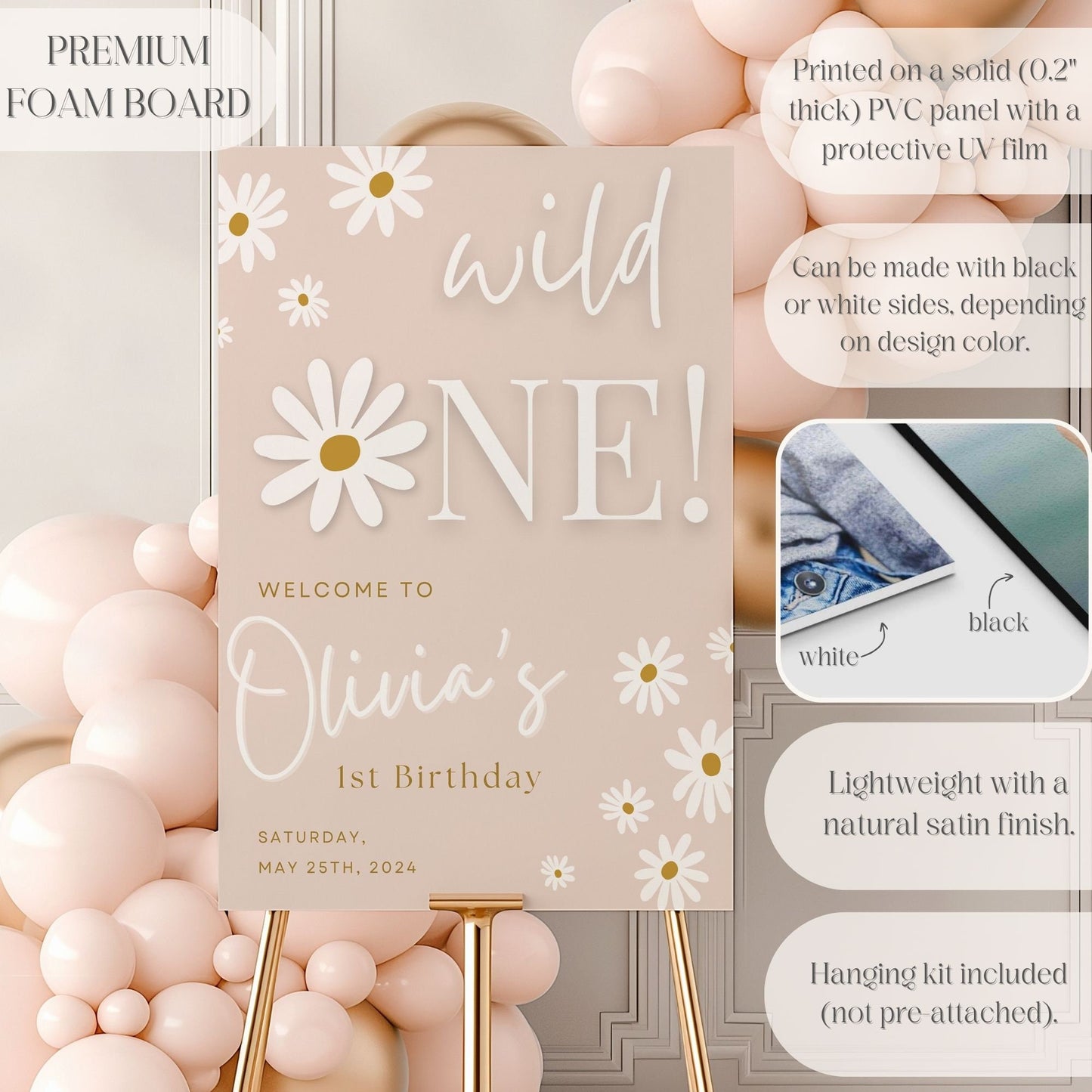 "Wild One" Floral First Birthday Welcome Sign - Magnolia Dane Co.