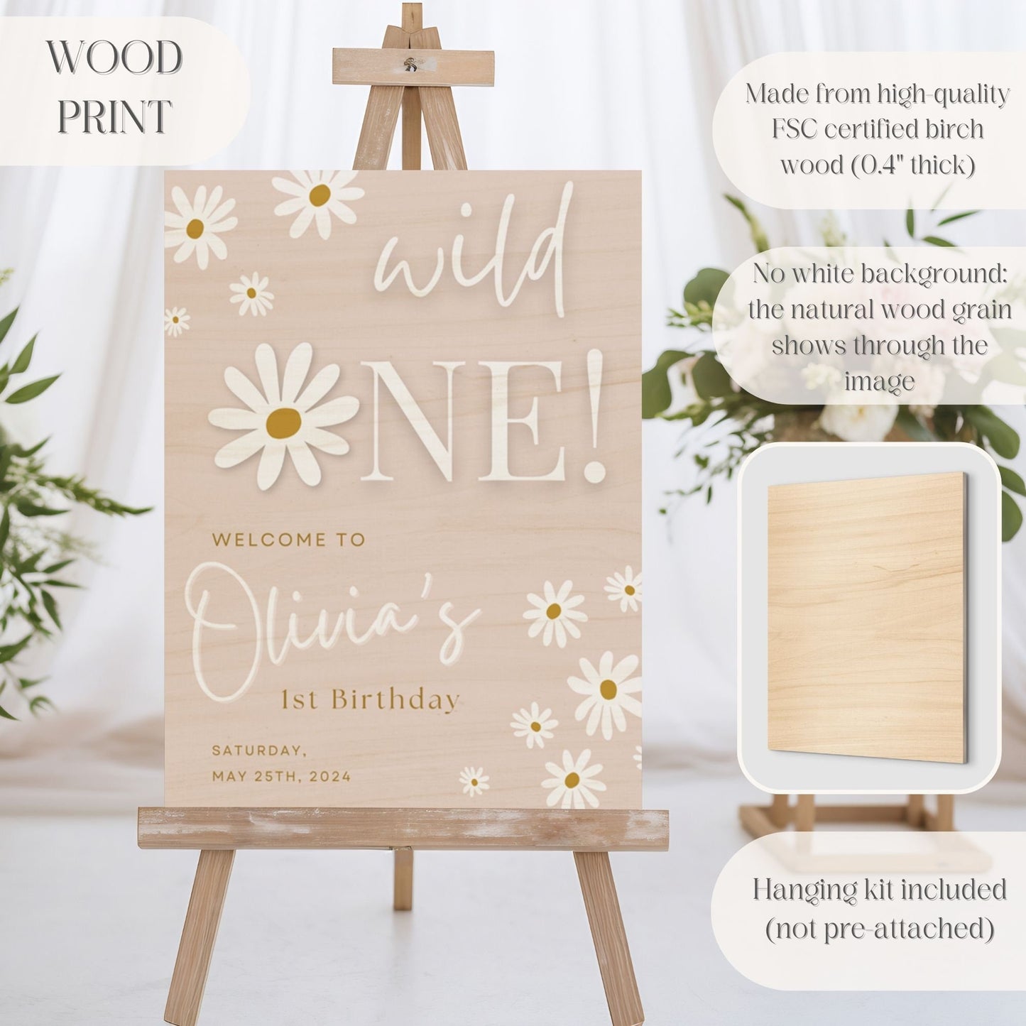 "Wild One" Floral First Birthday Welcome Sign - Magnolia Dane Co.