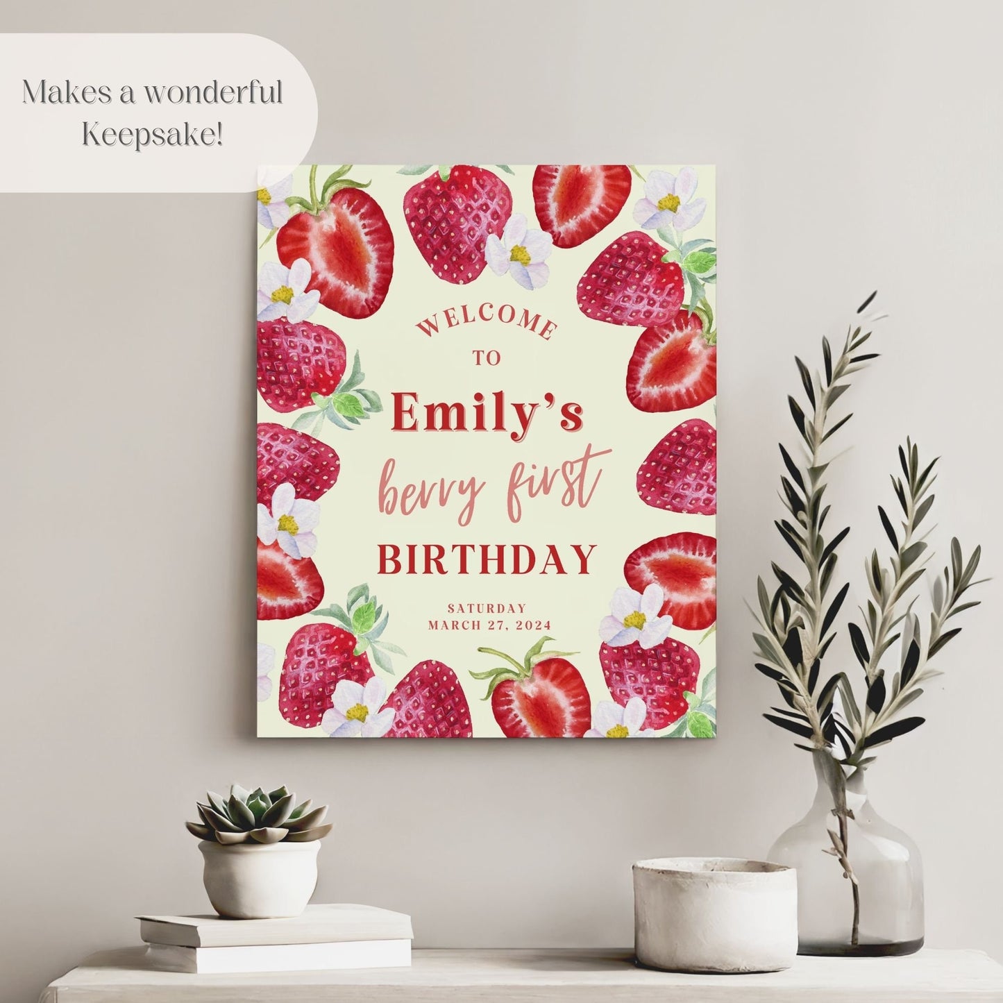 "Berry First" 1st Birthday Welcome Sign - Magnolia Dane Co.