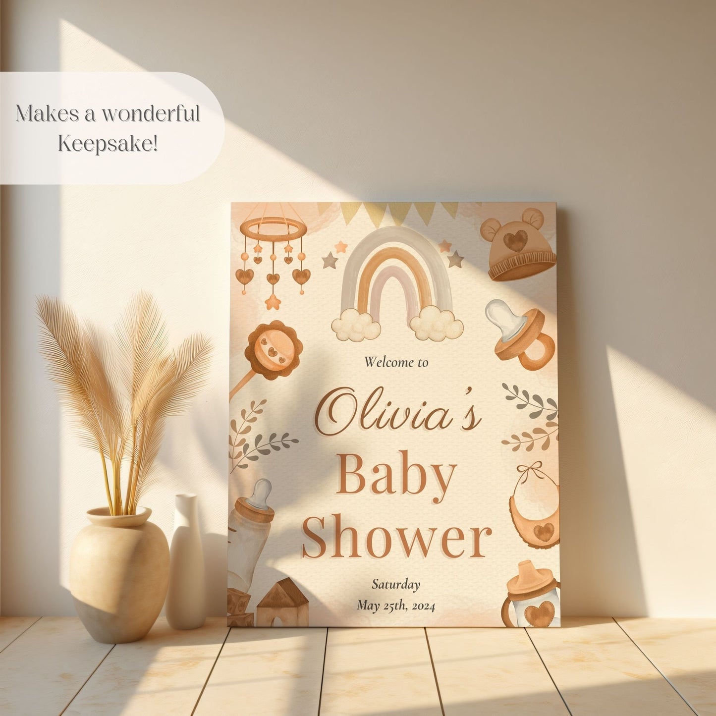 Gender Neutral Boho Baby Shower Welcome Sign - Magnolia Dane Co.