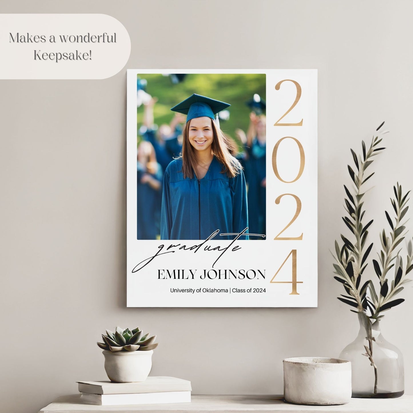 "2024 Graduate" Gold Custom Photo Graduation Party Welcome Sign - Magnolia Dane Co.