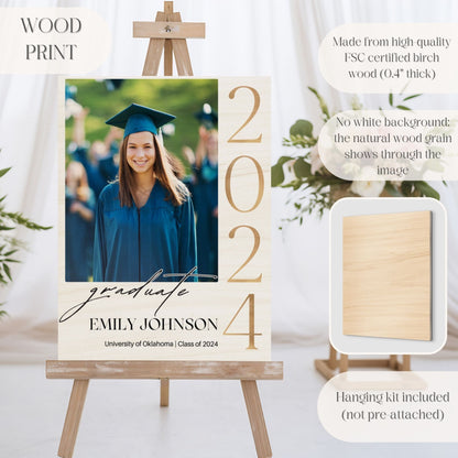 "2024 Graduate" Gold Custom Photo Graduation Party Welcome Sign - Magnolia Dane Co.