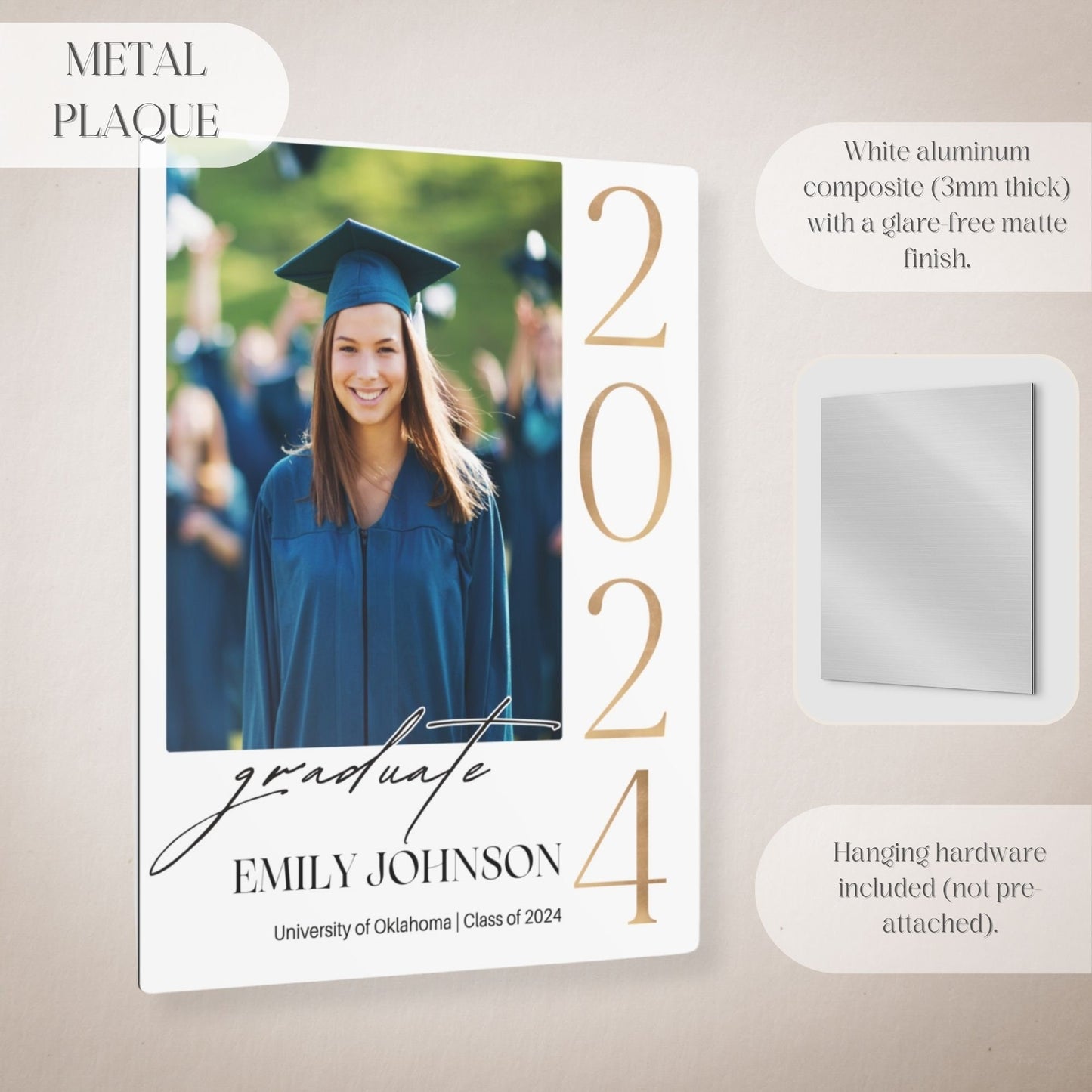 "2024 Graduate" Gold Custom Photo Graduation Party Welcome Sign - Magnolia Dane Co.