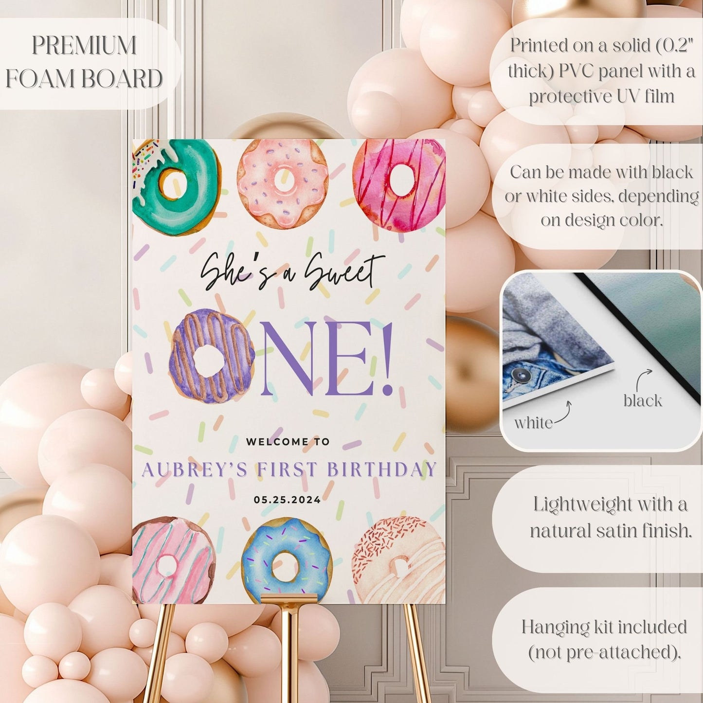 "Sweet One" Donut First Birthday Welcome Sign - Magnolia Dane Co.