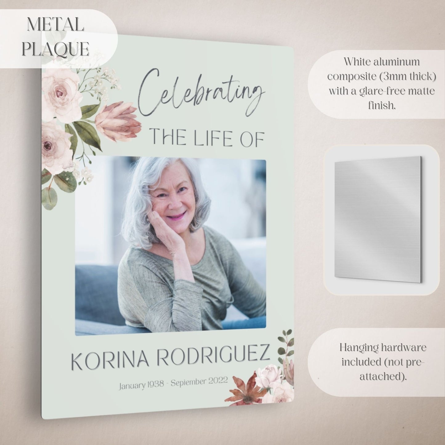 Delicate Floral Custom Photo Celebration of Life Welcome Sign - Magnolia Dane Co.