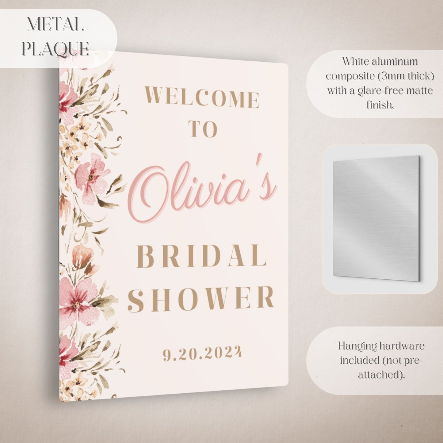 Neutral Floral Bridal Shower Welcome Sign - Magnolia Dane Co.