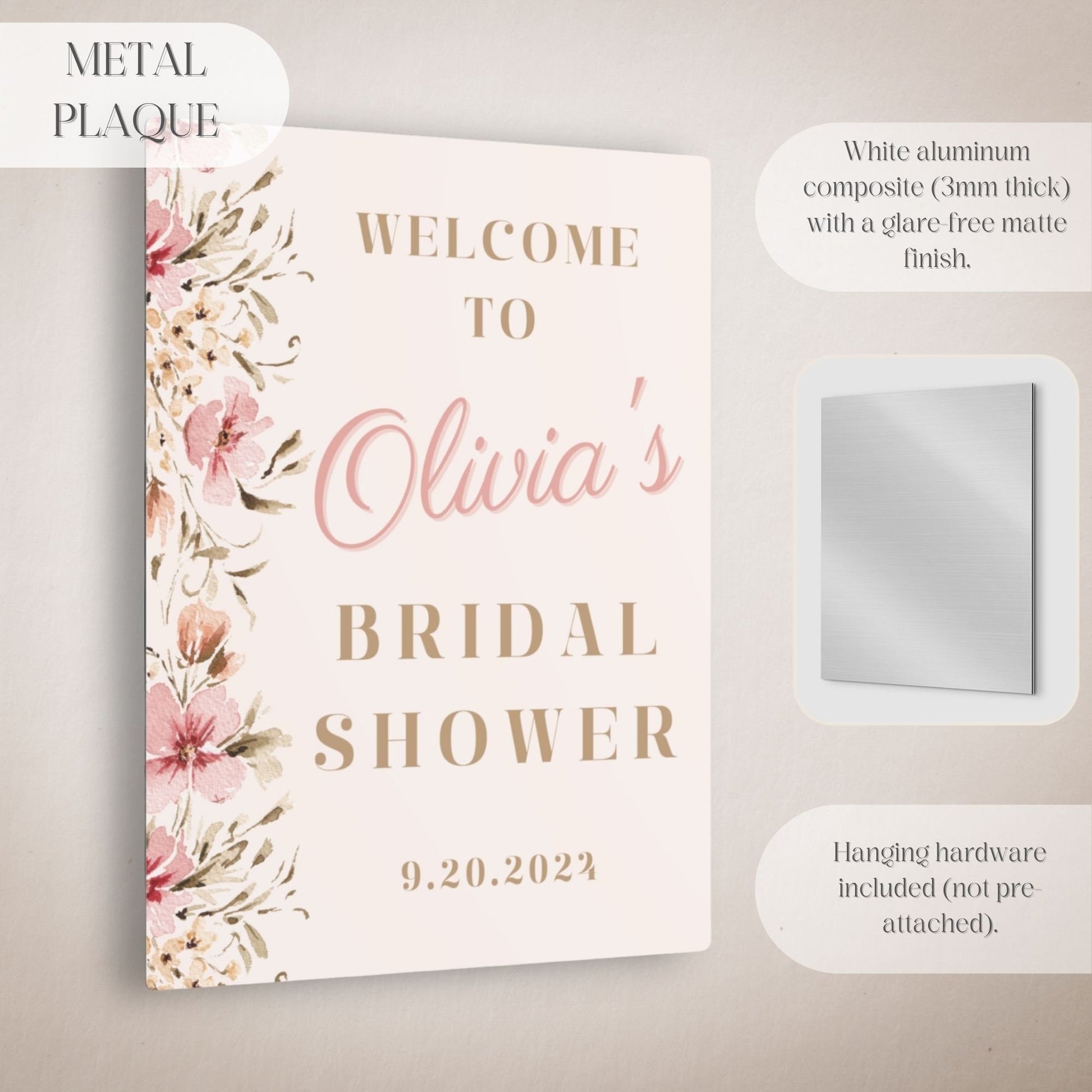 Neutral Floral Bridal Shower Welcome Sign - Magnolia Dane Co.