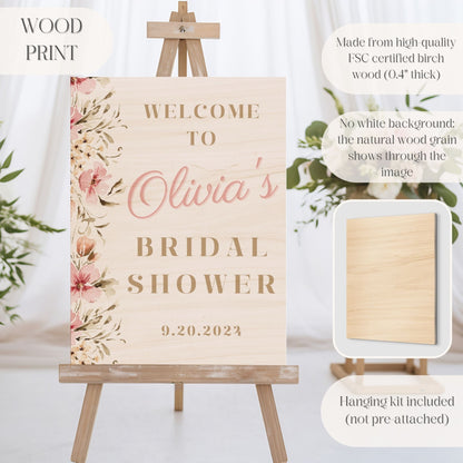 Neutral Floral Bridal Shower Welcome Sign - Magnolia Dane Co.