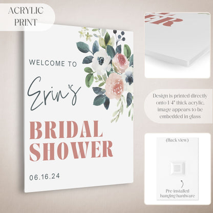 Simple Floral Bridal Shower Welcome Sign - Magnolia Dane Co.