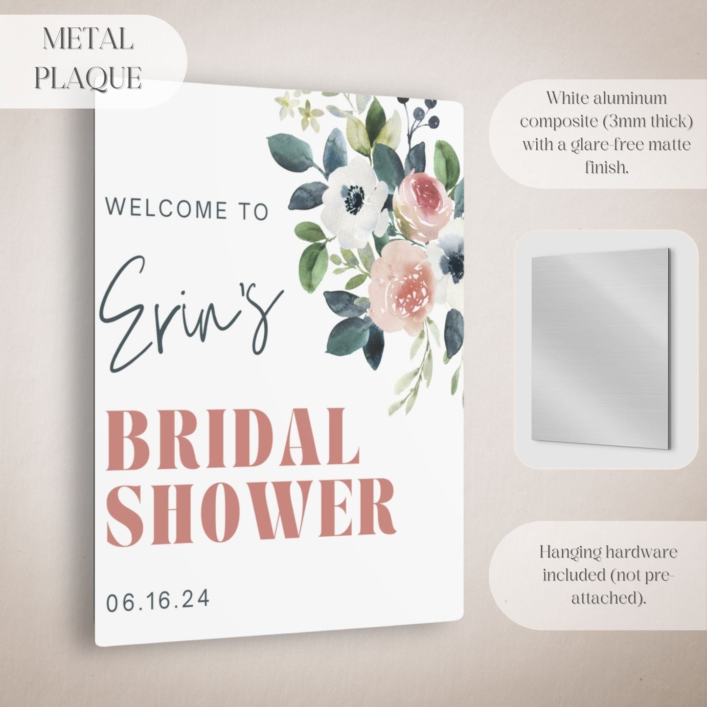 Simple Floral Bridal Shower Welcome Sign - Magnolia Dane Co.