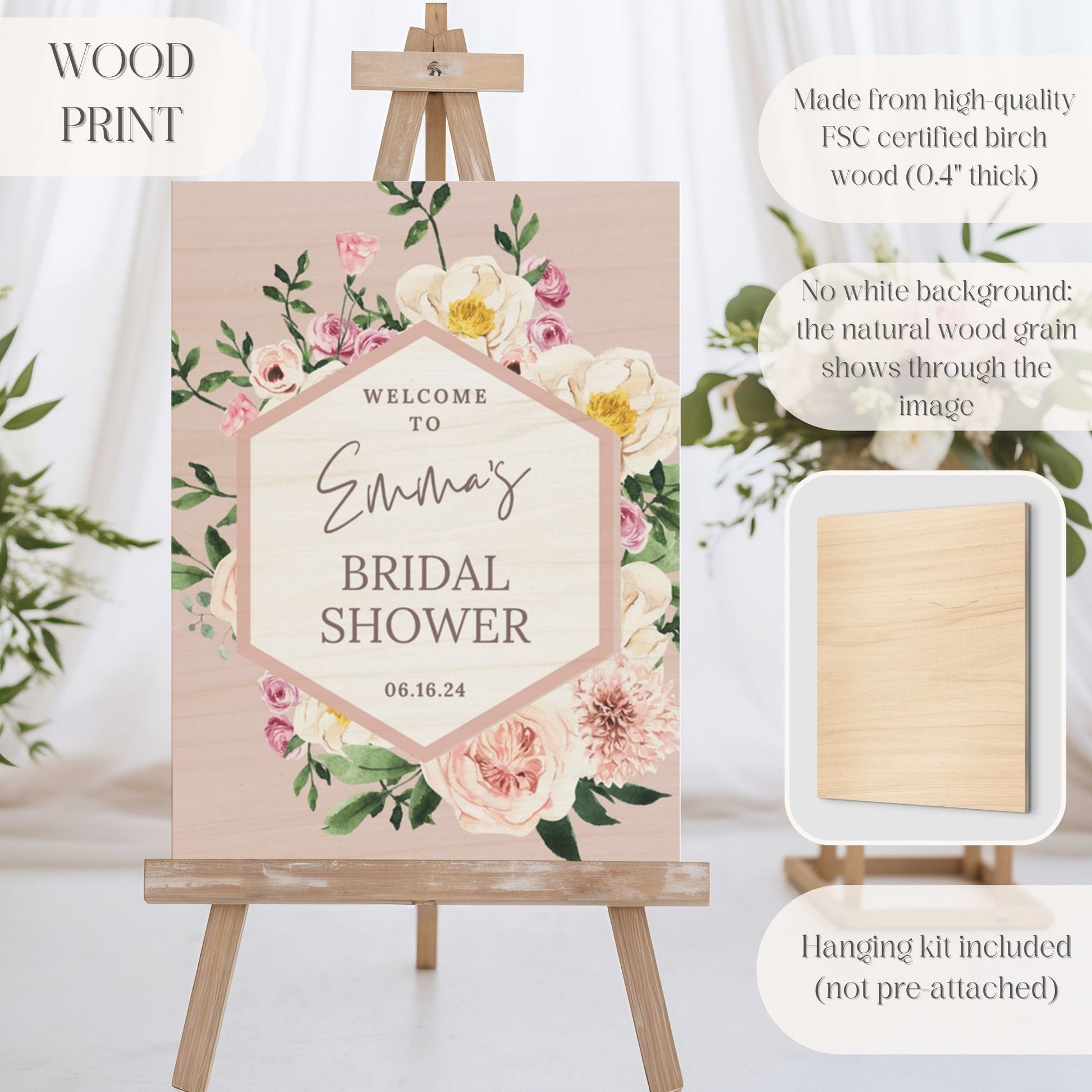 Floral Geometric Bridal Shower Welcome Sign - Magnolia Dane Co.