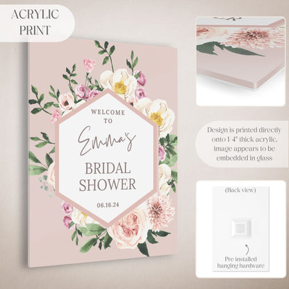 Floral Geometric Bridal Shower Welcome Sign - Magnolia Dane Co.