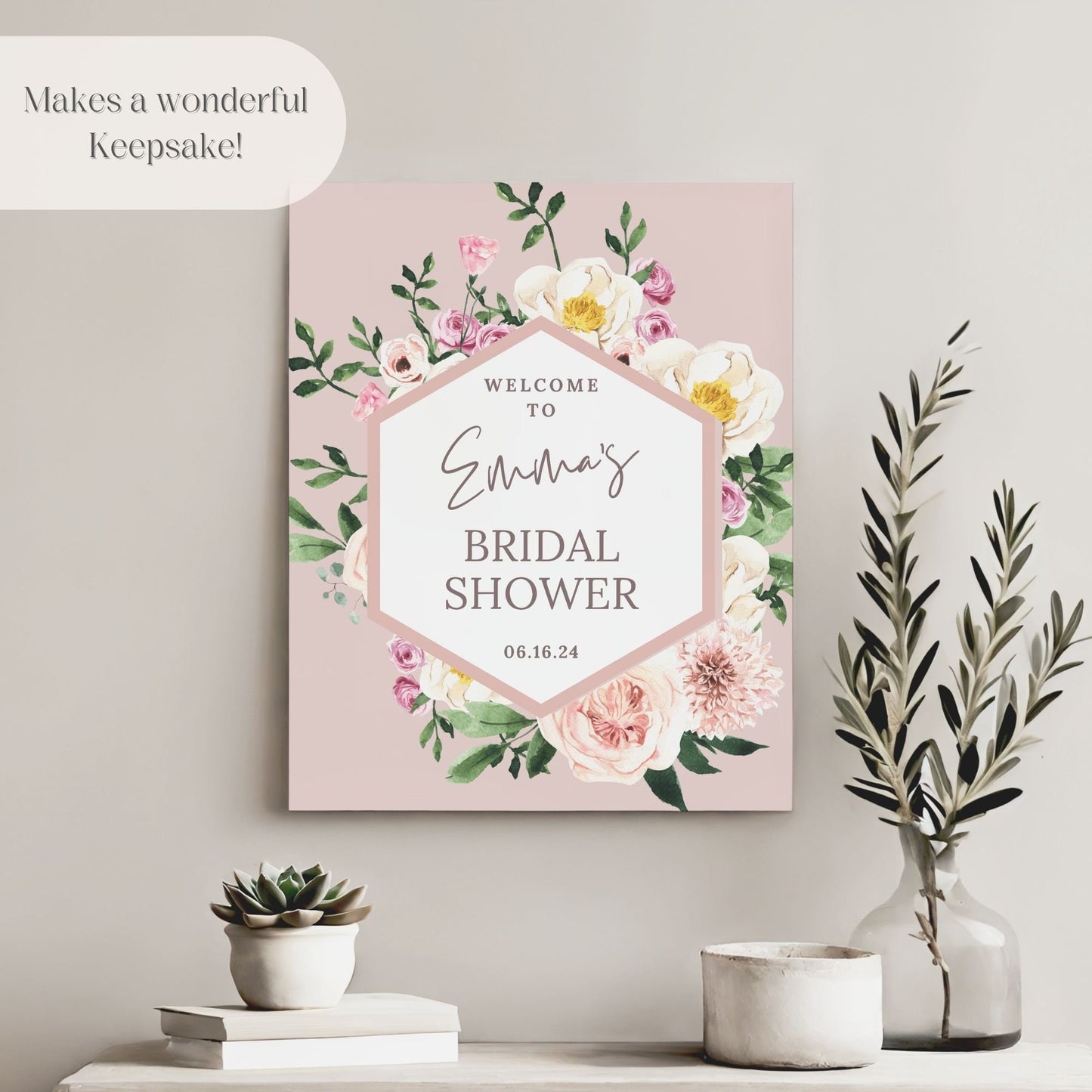 Floral Geometric Bridal Shower Welcome Sign - Magnolia Dane Co.