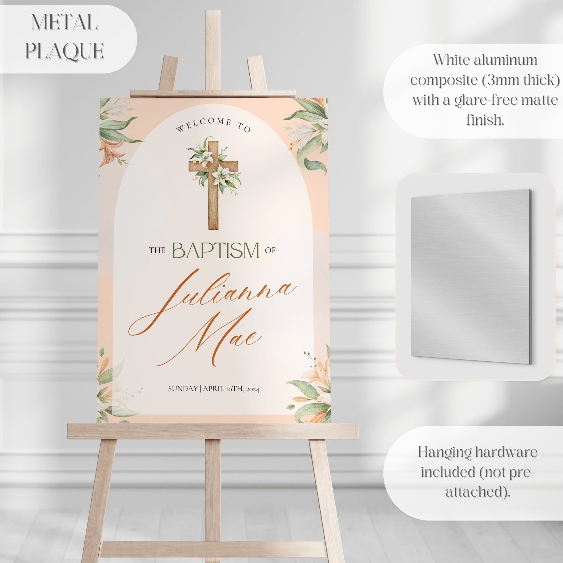 Peach Floral Baptism Welcome Sign - Magnolia Dane Co.