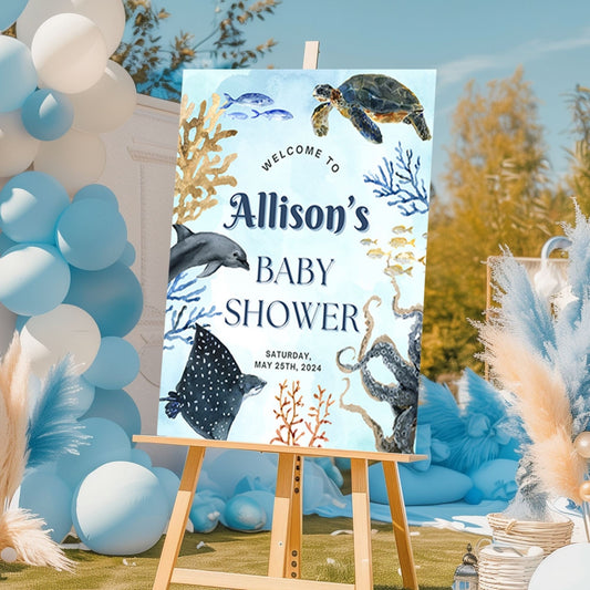 Ocean Themed Baby Shower Welcome Sign - Magnolia Dane Co.