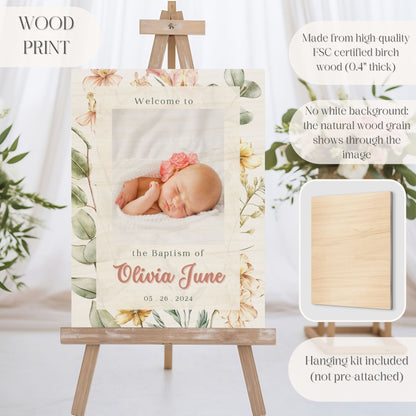 Modern Floral Photo Baptism Welcome Sign - Magnolia Dane Co.