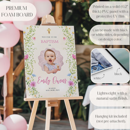 Bright Florals Photo Baptism Welcome Sign - Magnolia Dane Co.