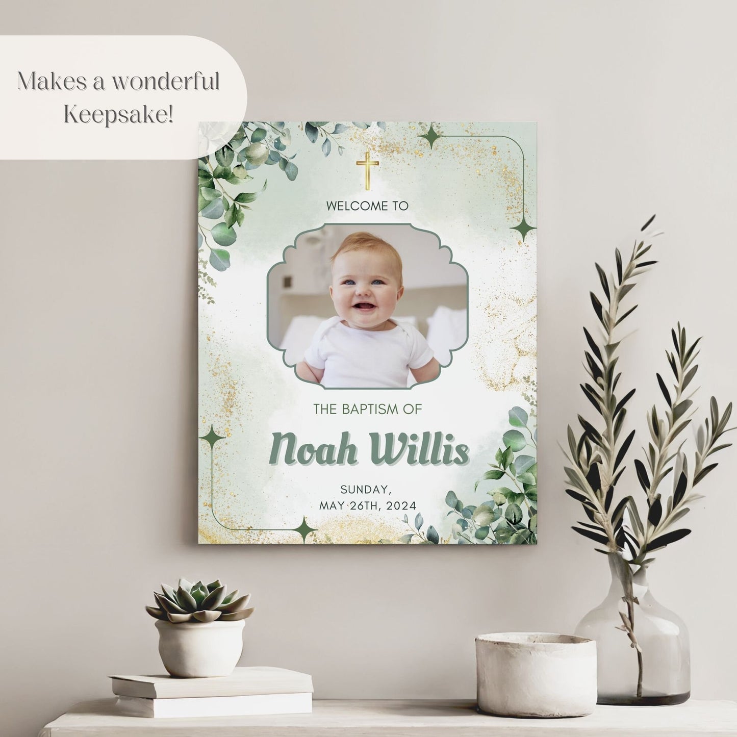 Gender Neutral Photo Baptism Welcome Sign - Magnolia Dane Co.