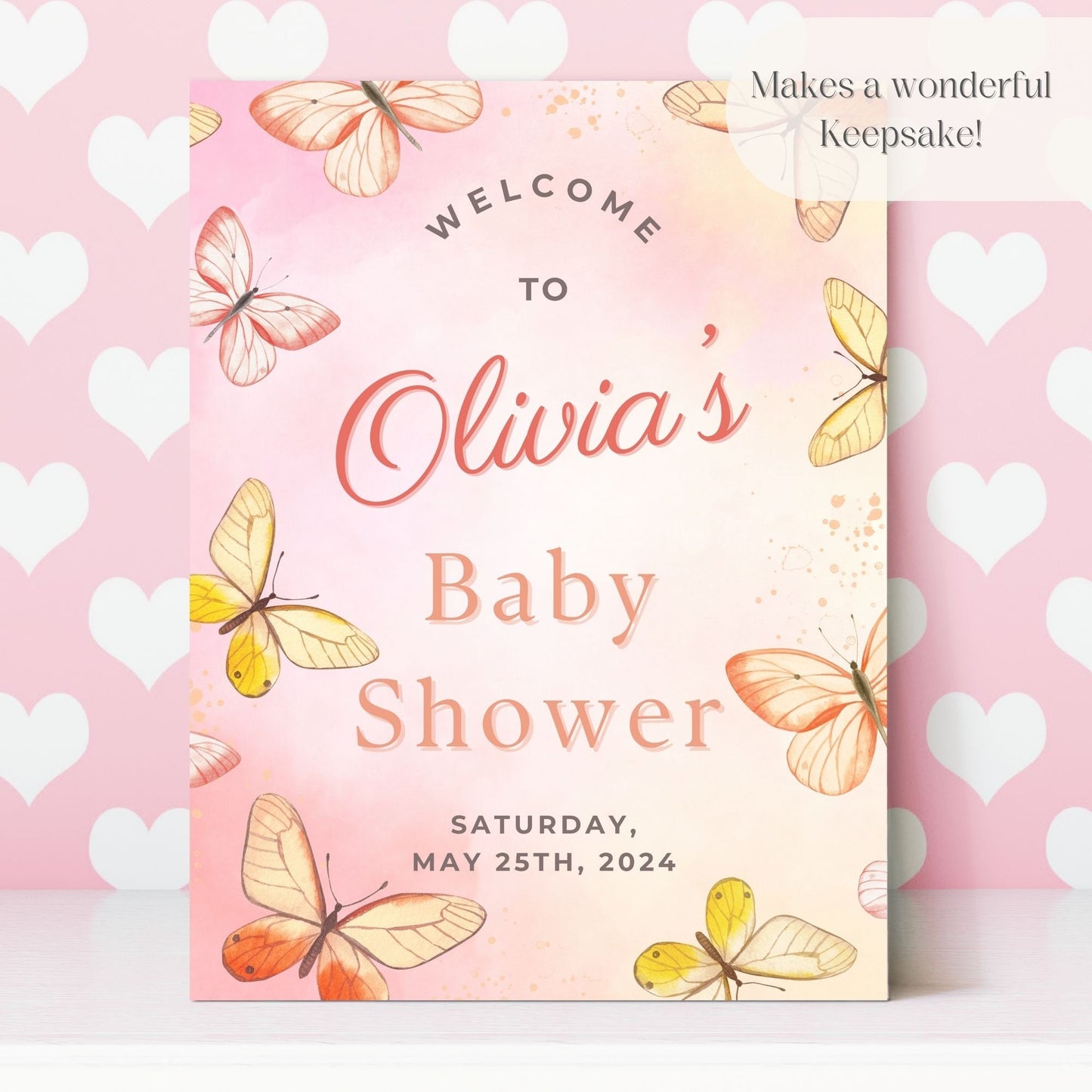 Butterfly Baby Shower Welcome Sign