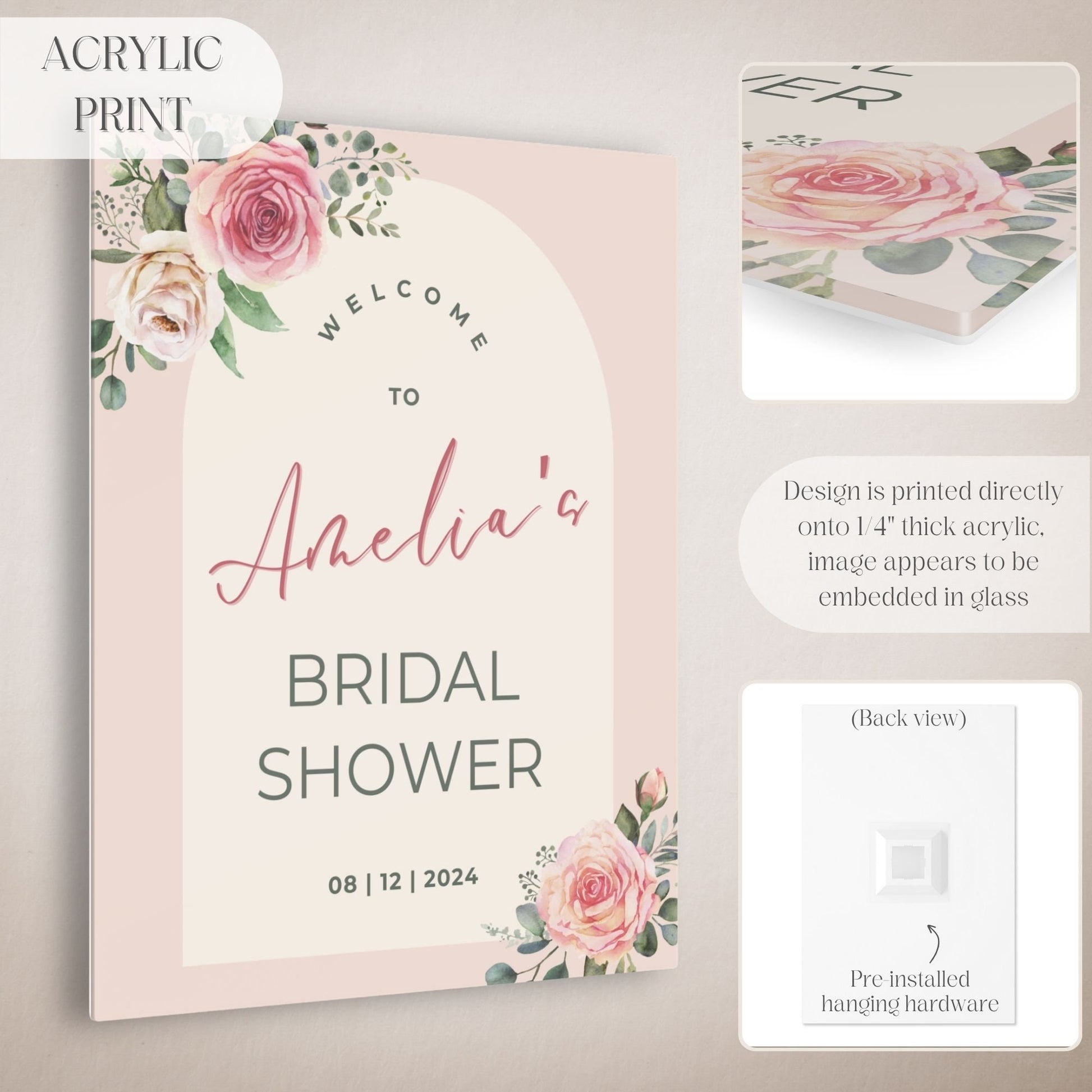 Pink Floral Arch Bridal Shower Welcome Sign - Magnolia Dane Co.