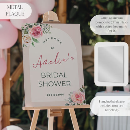 Pink Floral Arch Bridal Shower Welcome Sign - Magnolia Dane Co.