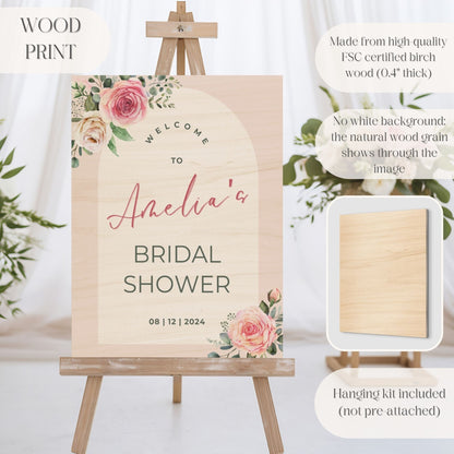 Pink Floral Arch Bridal Shower Welcome Sign - Magnolia Dane Co.