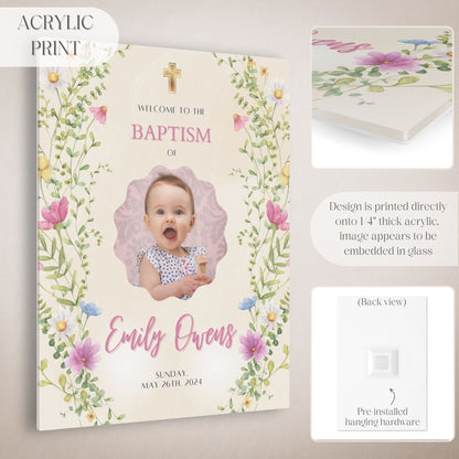 Bright Florals Photo Baptism Welcome Sign - Magnolia Dane Co.