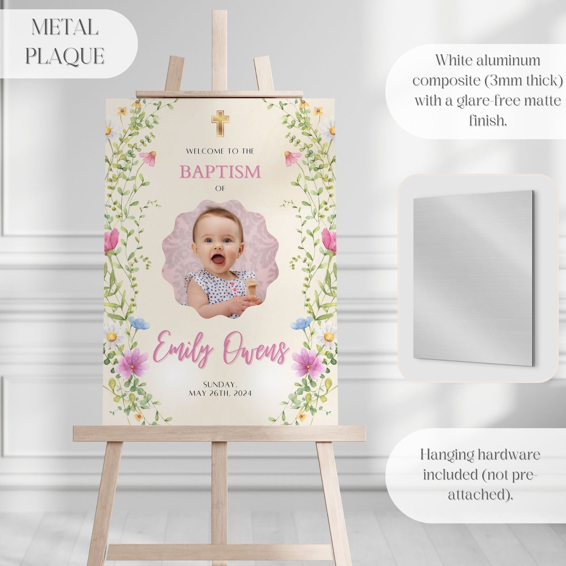 Bright Florals Photo Baptism Welcome Sign - Magnolia Dane Co.