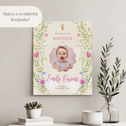 Bright Florals Photo Baptism Welcome Sign - Magnolia Dane Co.