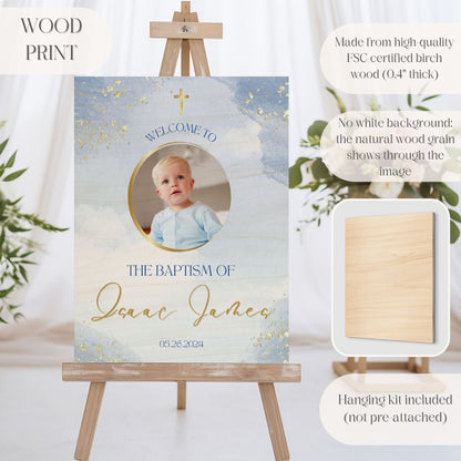 Blue & Gold Photo Baptism Welcome Sign - Magnolia Dane Co.