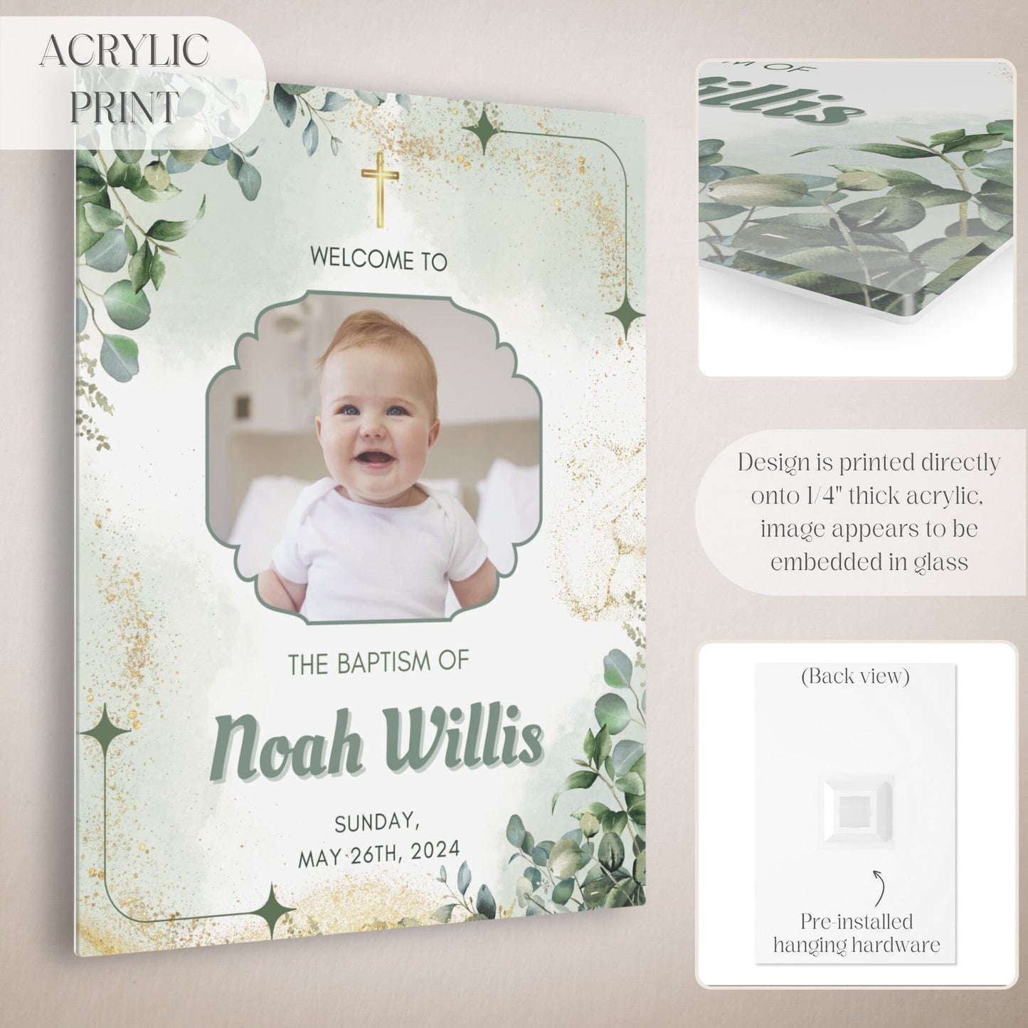 Gender Neutral Photo Baptism Welcome Sign - Magnolia Dane Co.