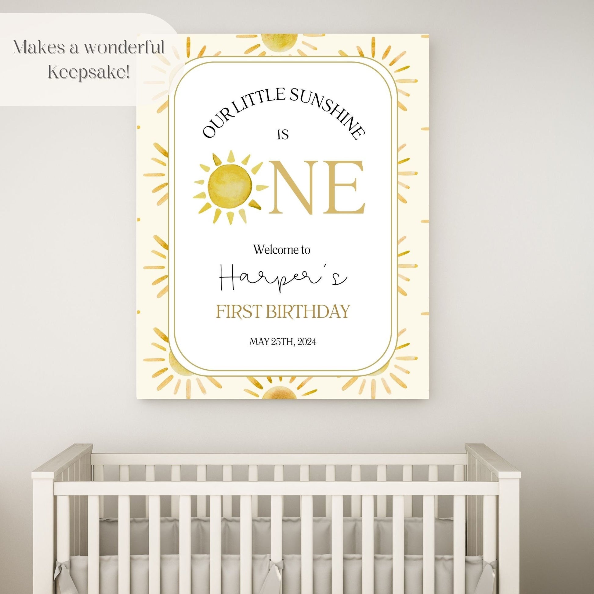 Little Sunshine First Birthday Welcome Sign - Magnolia Dane Co.