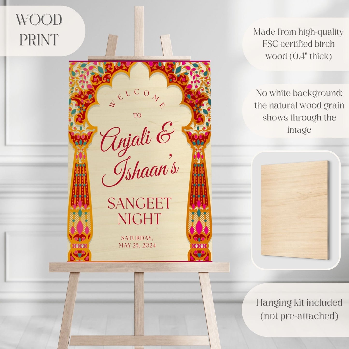 Indian Wedding Sign, Mehndi Decor, Sangeet Welcome Sign,  Haldi Welcome Sign, Punjabi Personalized Acrylic Welcome Sign, Custom Indian Decor - Magnolia Dane Co.