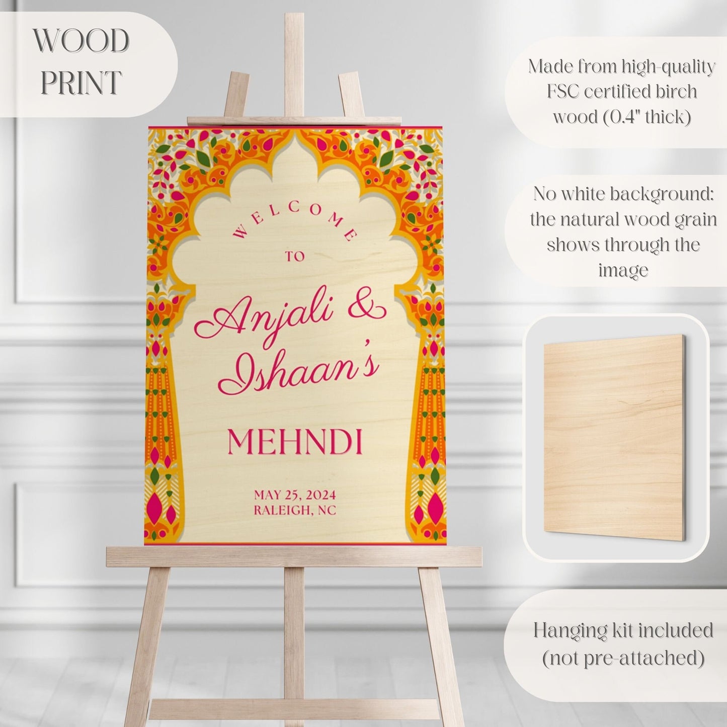 Indian Wedding Sign, Mehndi Decor, Sangeet Welcome Sign,  Haldi Welcome Sign, Punjabi Personalized Acrylic Welcome Sign, Custom Indian Decor - Magnolia Dane Co.