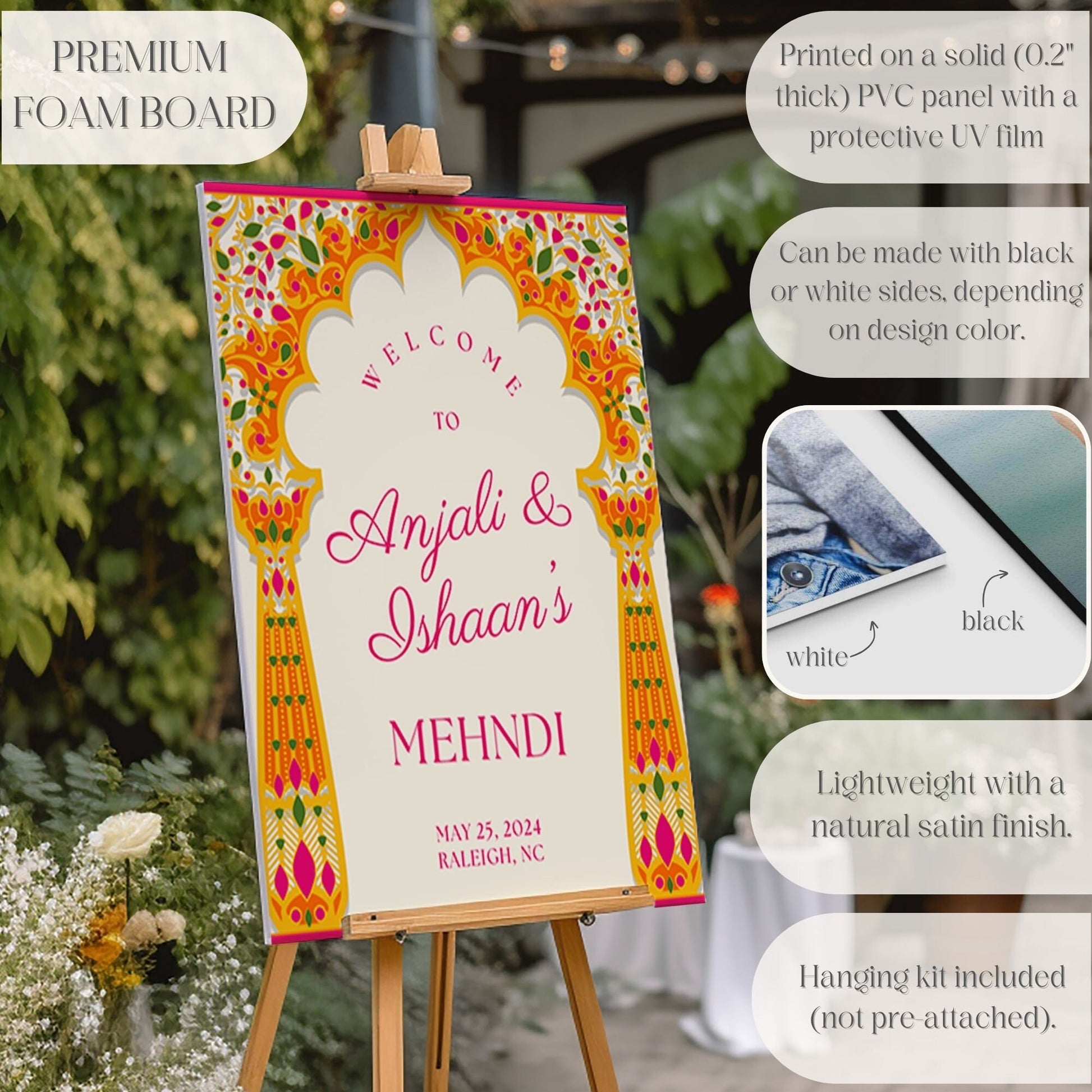 Indian Wedding Sign, Mehndi Decor, Sangeet Welcome Sign,  Haldi Welcome Sign, Punjabi Personalized Acrylic Welcome Sign, Custom Indian Decor - Magnolia Dane Co.