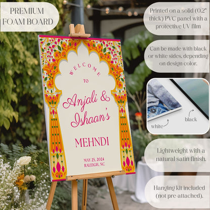 Indian Wedding Sign, Mehndi Decor, Sangeet Welcome Sign,  Haldi Welcome Sign, Punjabi Personalized Acrylic Welcome Sign, Custom Indian Decor - Magnolia Dane Co.