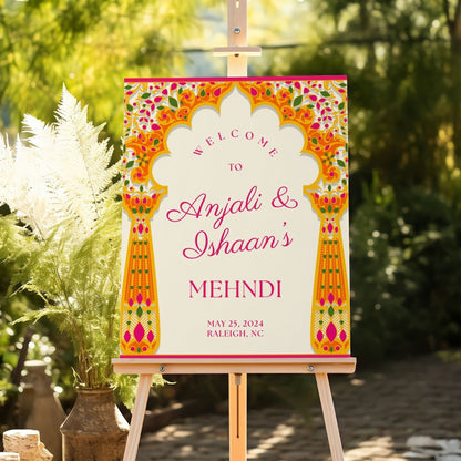 Indian Wedding Sign, Mehndi Decor, Sangeet Welcome Sign,  Haldi Welcome Sign, Punjabi Personalized Acrylic Welcome Sign, Custom Indian Decor - Magnolia Dane Co.