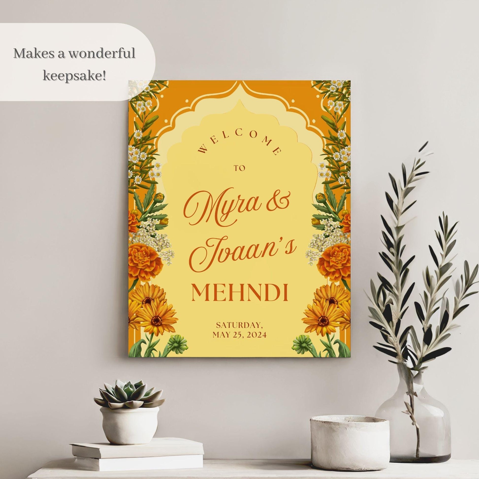 Indian Wedding Sign, Mehndi Decor, Sangeet Welcome Sign,  Haldi Welcome Sign, Punjabi Personalized Acrylic Welcome Sign, Custom Indian Decor - Magnolia Dane Co.