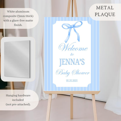 Blue Bow Preppy Baby Shower Welcome Sign - Magnolia Dane Co.